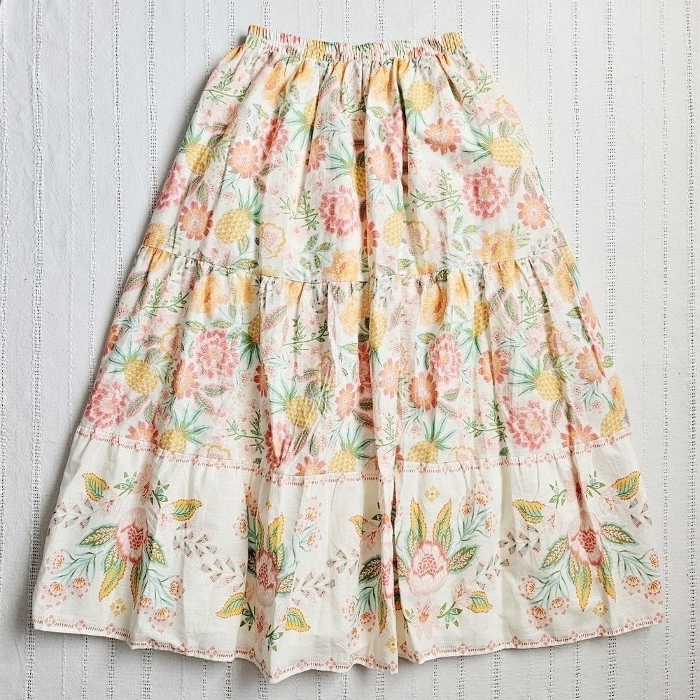 Rachel Zoe 100% Cotton Fully Lined Pull On Floral Maxi Skirt 4 Colorful Rare New - Picture 3 of 16